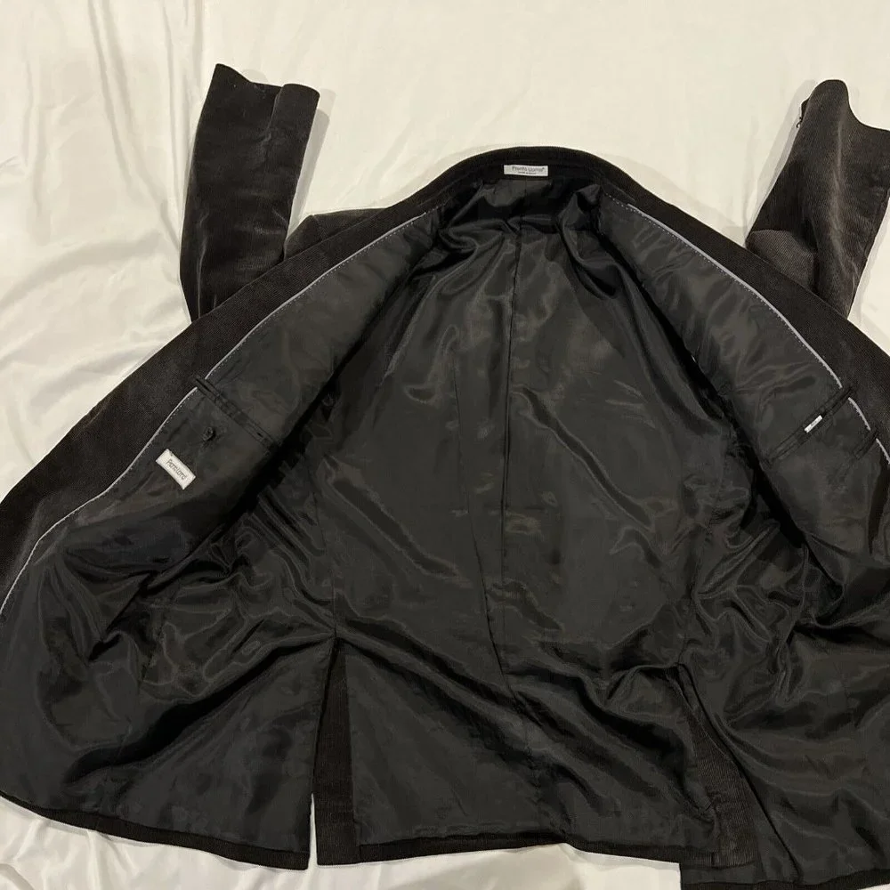 Pronto Uomo Mens Black Corduroy Blazer Sport Coat Two Button Casual Jacket 46S - Picture 11 of 16